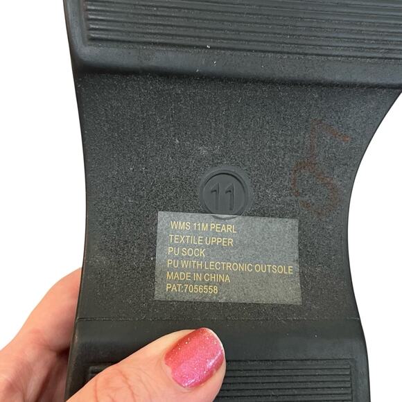 Y2K Report Platform Mules Sandals 11M Black Stretchy Chunky Grunge Goth Open Toe - Picture 9 of 9